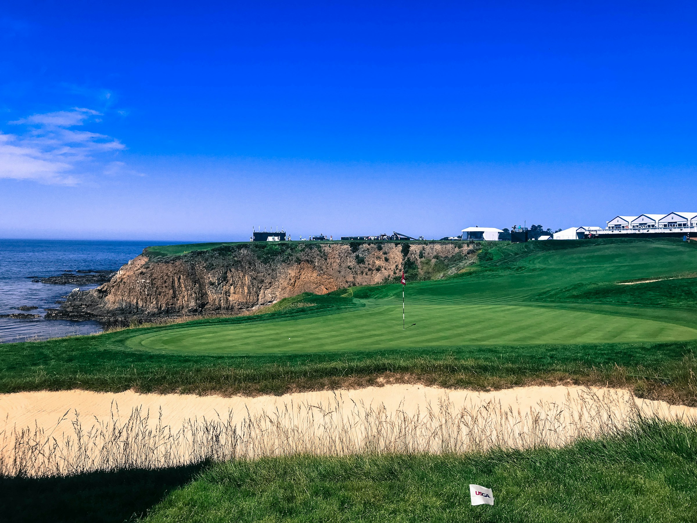 A golf course set along a dramatic stretch of California coastline