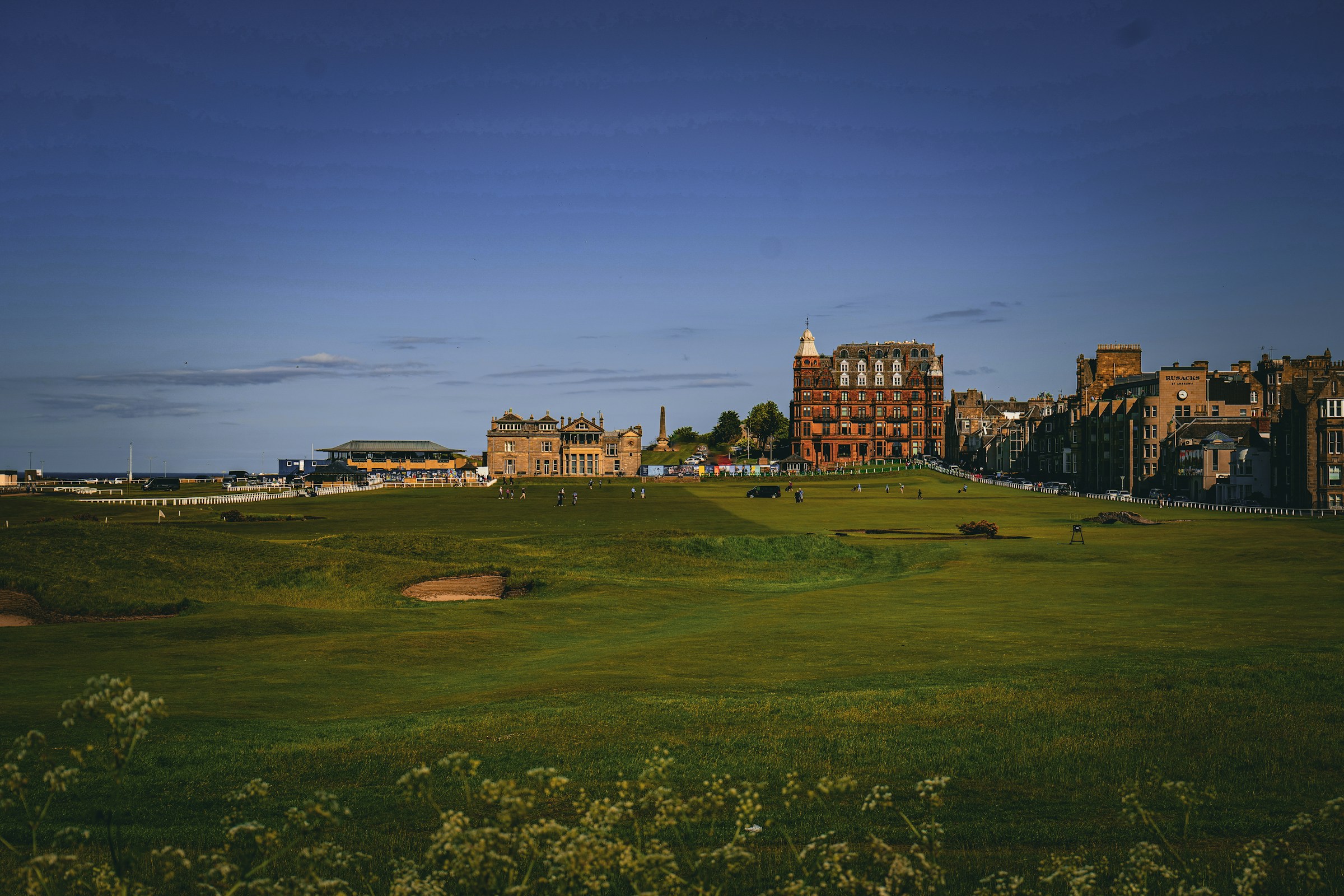 A view across the fairways near the Old Course in St Andrews, Scotland